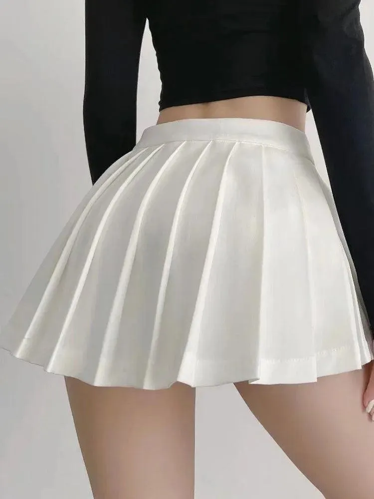 Zoki Pleated Skirt: Korean White Dance Fashion - Vintage Style for Confident Charm