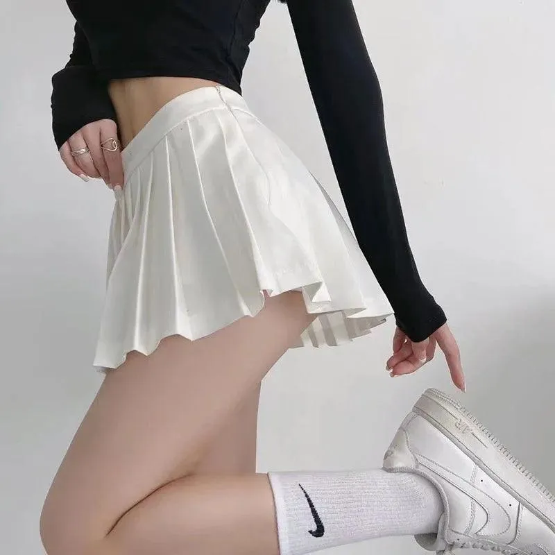 Zoki Pleated Skirt: Korean White Dance Fashion - Vintage Style for Confident Charm