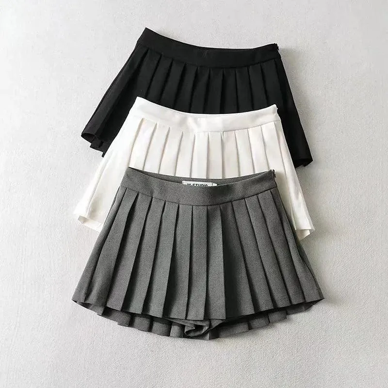 Zoki Pleated Skirt: Korean White Dance Fashion - Vintage Style for Confident Charm