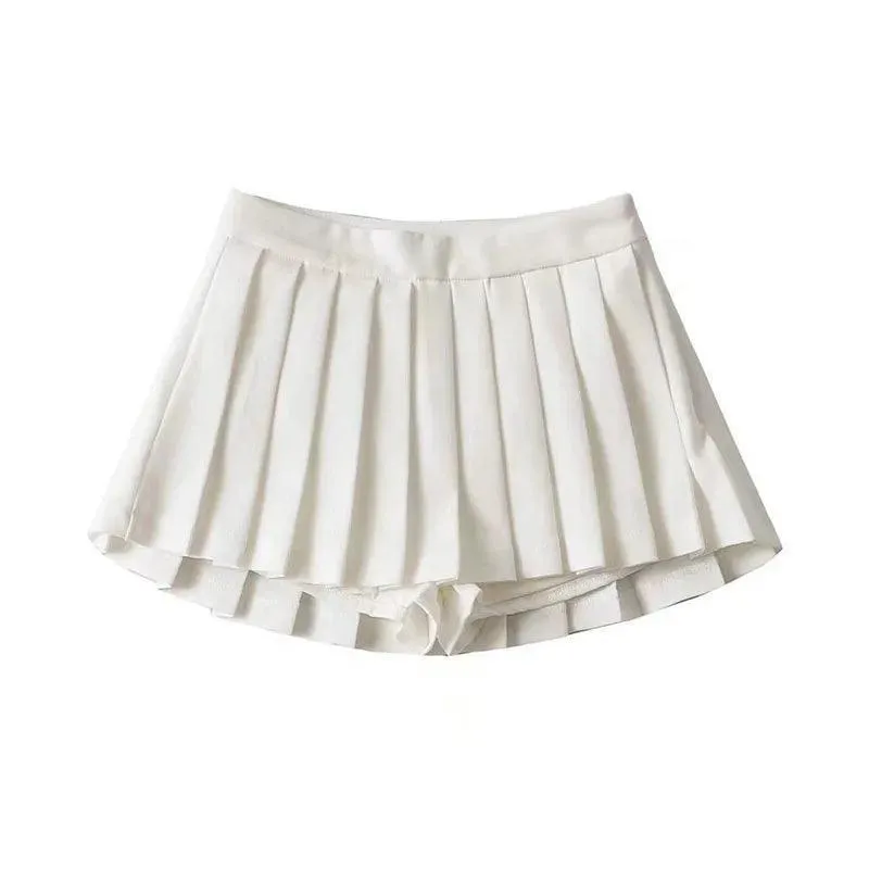 Zoki Pleated Skirt: Korean White Dance Fashion - Vintage Style for Confident Charm